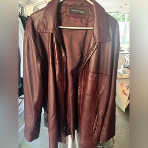 Men’s maroon Kenneth Cole leather jacket.